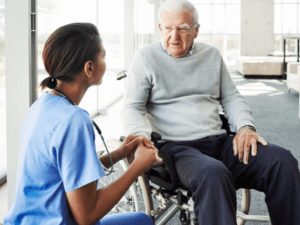 Senior and caregiver