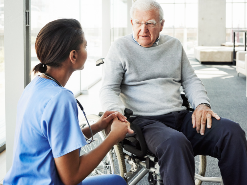 Senior and caregiver